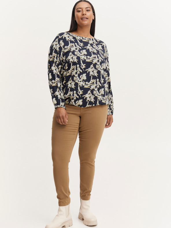 Fransa Weiß-blaue geblümte Bluse Fransa