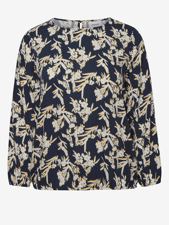 Fransa Weiß-blaue geblümte Bluse Fransa