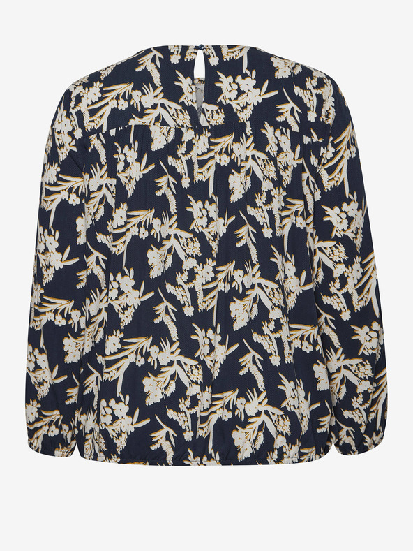 Fransa Weiß-blaue geblümte Bluse Fransa