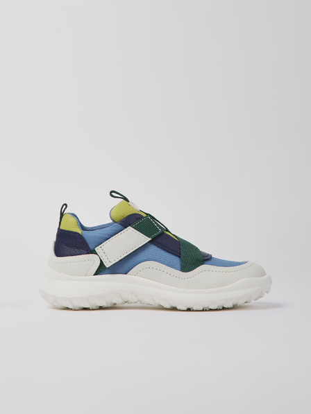 Camper Weiße und blaue Jungen Sneakers mit Lederdetails Camper