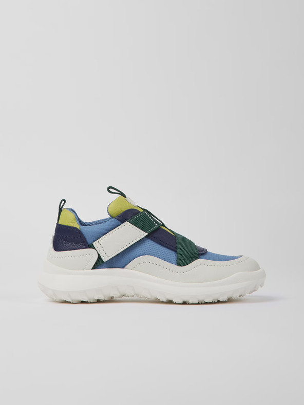 Camper Weiße und blaue Jungen Sneakers mit Lederdetails Camper