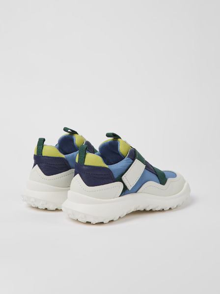 Camper Weiße und blaue Jungen Sneakers mit Lederdetails Camper