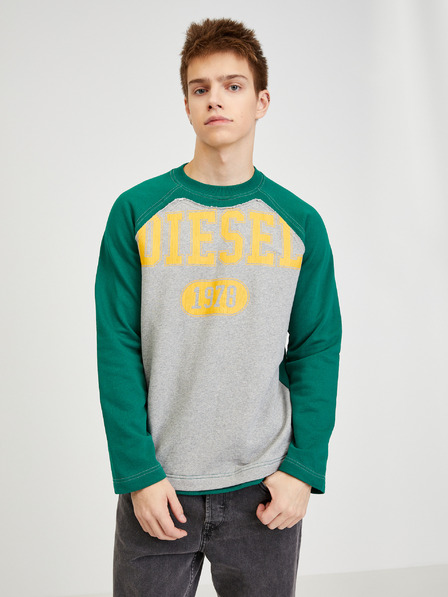 Diesel Diesel Herren Sweatshirt grün und grau gestromt