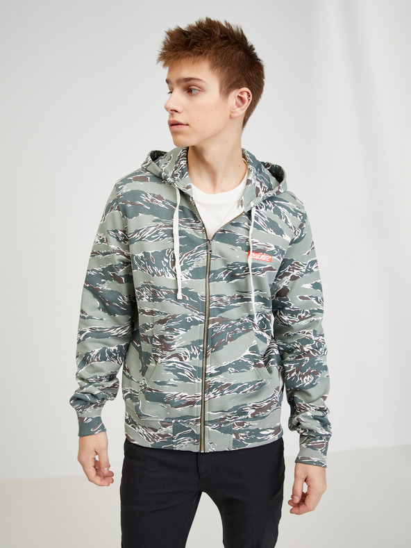 Diesel Grüner gemusterter Herren-Kapuzenpullover Diesel