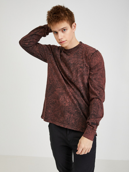 Diesel Diesel Herren Langarm-T-Shirt mit burgunderrotem Muster