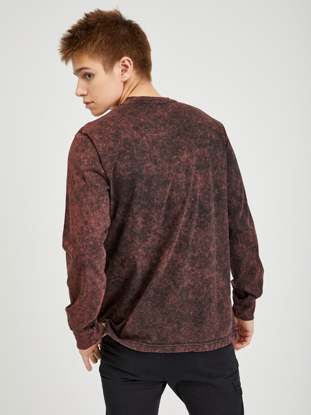 Diesel Diesel Herren Langarm-T-Shirt mit burgunderrotem Muster