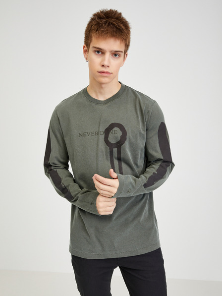 Diesel Diesel Dunkelgrünes Herren T-Shirt mit langen Ärmeln