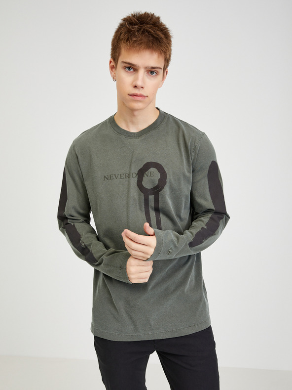Diesel Diesel Dunkelgrünes Herren T-Shirt mit langen Ärmeln