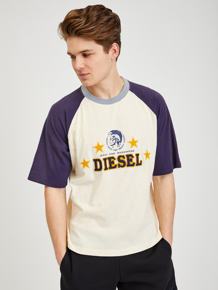 Diesel Diesel Blaues und gelbes Herren-T-Shirt