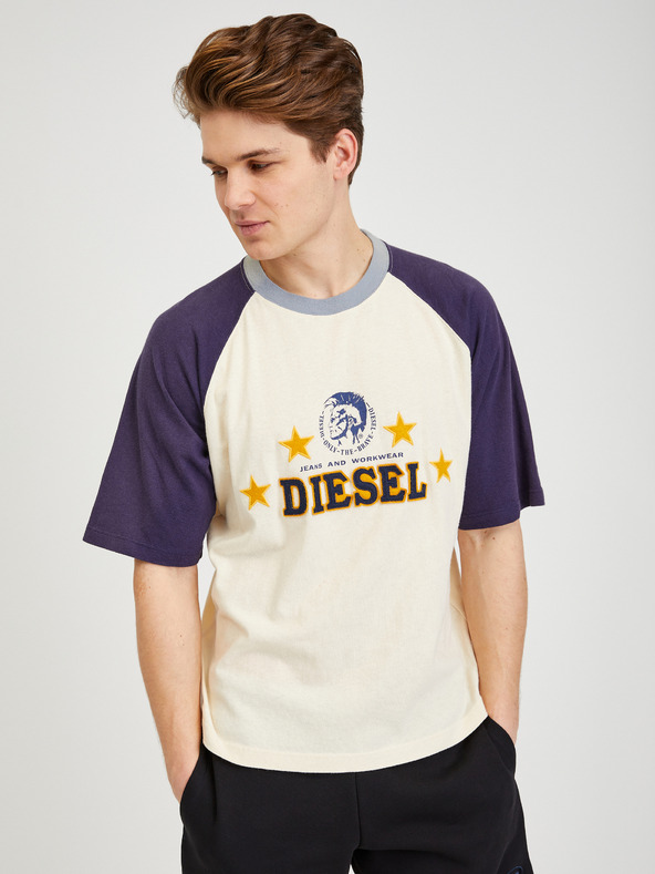 Diesel Diesel Blaues und gelbes Herren-T-Shirt