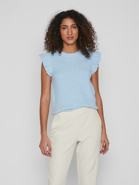 Vila Hellblaues geripptes T-Shirt für Frauen VILA Ril