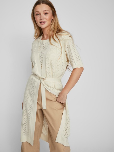 Vila Cremefarbene ärmellose Damen Strickjacke VILA Shelley