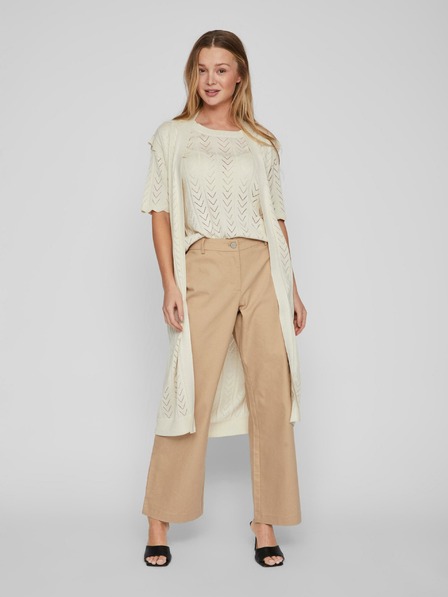 Vila Cremefarbene ärmellose Damen Strickjacke VILA Shelley
