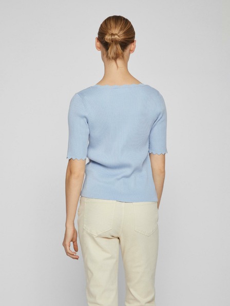 Vila Hellblaues geripptes Damen-T-Shirt VILA Lana