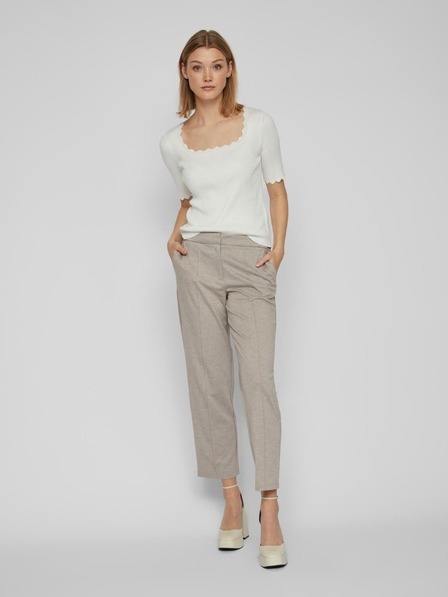 Vila Weißes geripptes Damen-T-Shirt VILA Lana
