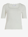 Vila Weißes geripptes Damen-T-Shirt VILA Lana