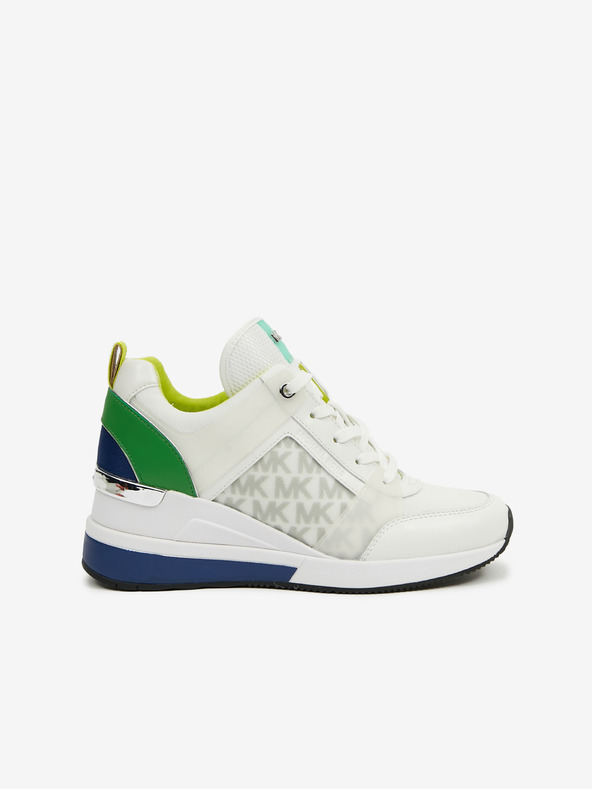 Michael Kors Weiße Damen Leder Michael Kors Georgie Trainer Wedge Sneakers