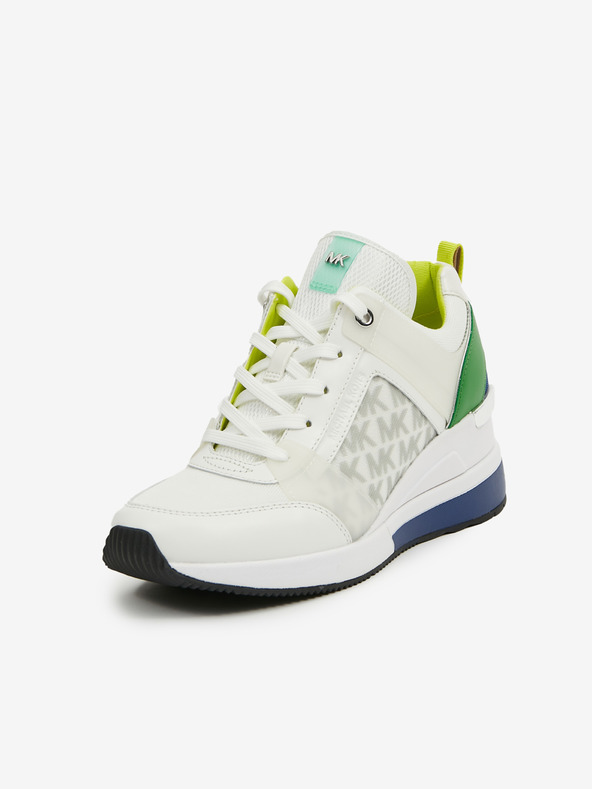 Michael Kors Weiße Damen Leder Michael Kors Georgie Trainer Wedge Sneakers