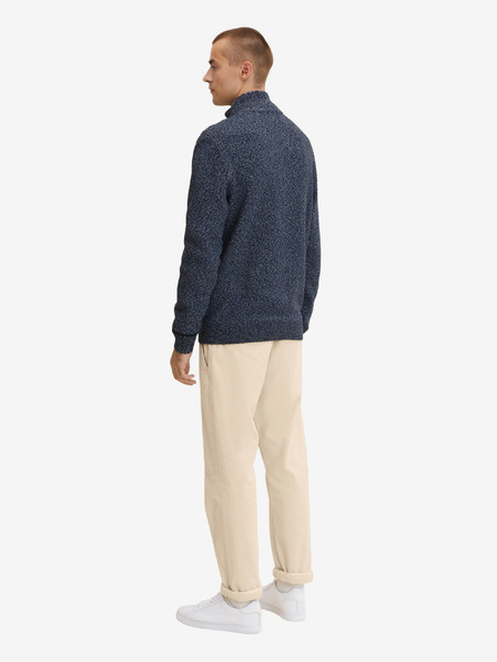 Tom Tailor Dunkelblauer Tom Tailor Herren Pullover mit gestreiftem Reißverschluss
