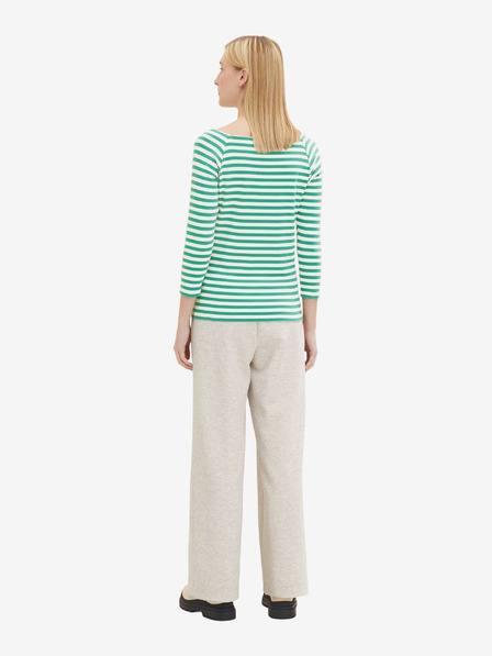 Tom Tailor Hellgrünes gestreiftes Damen T-Shirt mit langen Ärmeln Tom Tailor