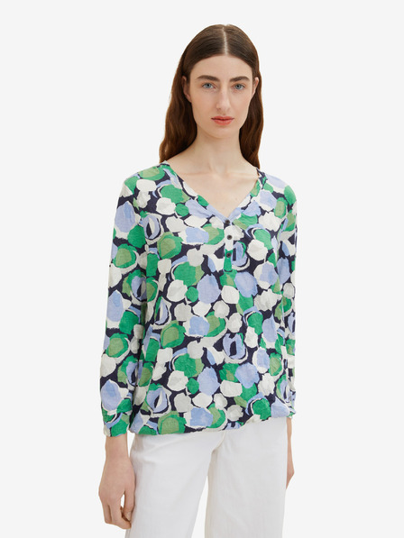 Tom Tailor Grünes gemustertes langärmeliges Damen-T-Shirt Tom Tailor