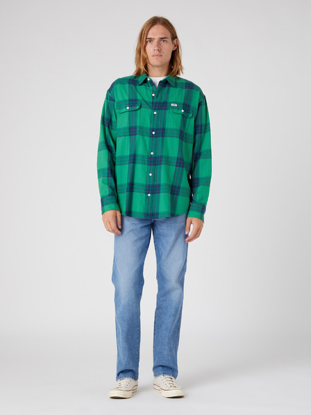 Wrangler Blau-grün kariertes Herrenhemd Wrangler
