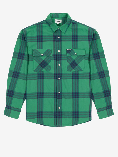 Wrangler Blau-grün kariertes Herrenhemd Wrangler