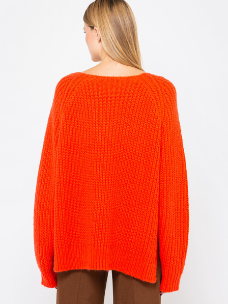 CAMAIEU Orangefarbene lockere Damen-Strickjacke CAMAIEU