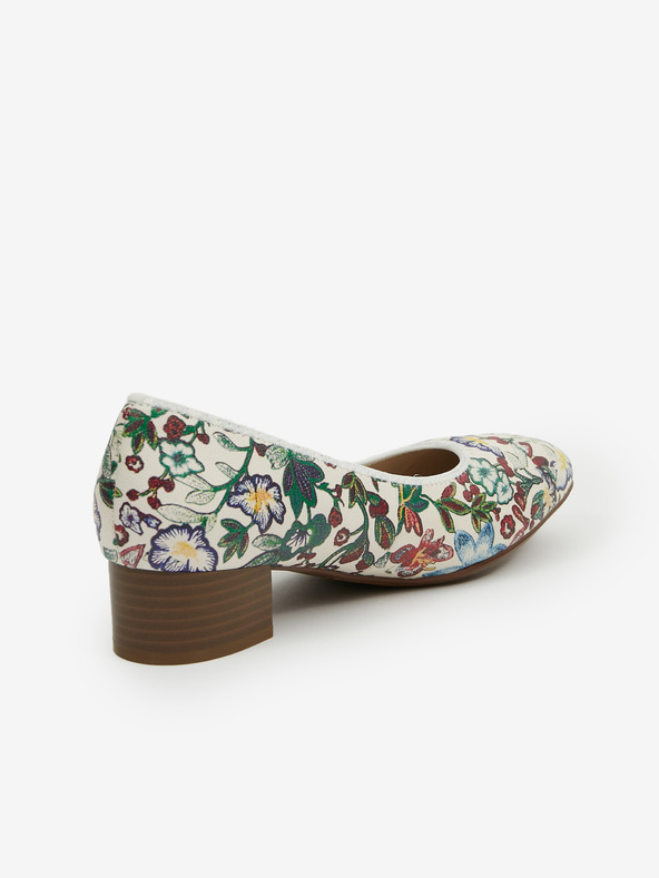 Rieker Weiße Damen Rieker Leder Pumps mit Blumenmuster