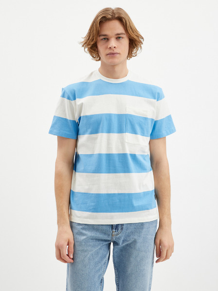 Tom Tailor Denim Weiß und blau gestreiftes Herren-T-Shirt Tom Tailor Denim
