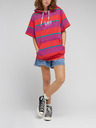 Lee Dunkelrosa gestreiftes Kurzarm-Sweatshirt für Damen Lee