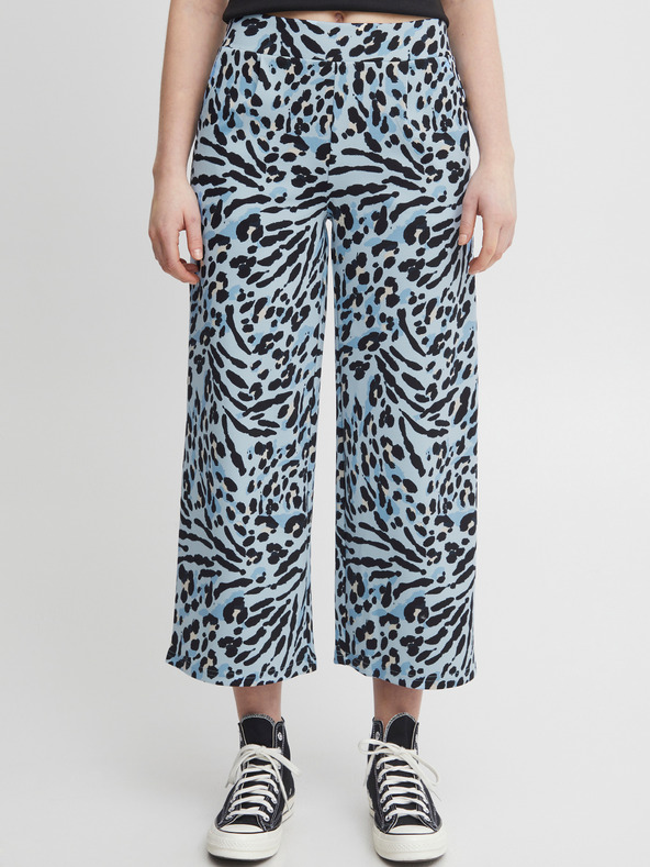 ICHI Schwarz und blau gemusterte Damen-Kurzhose ICHI