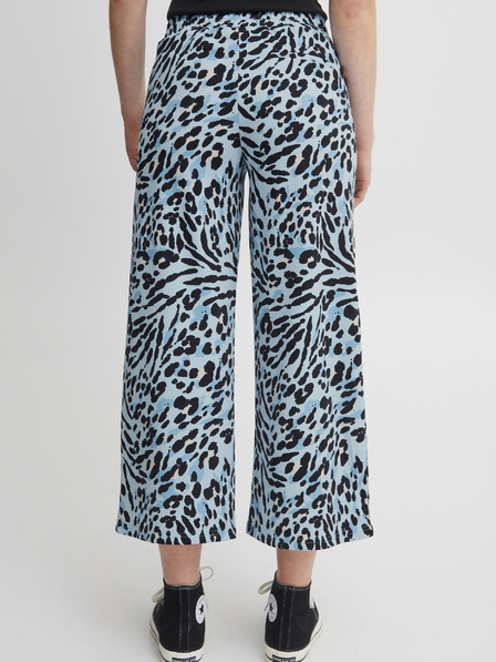 ICHI Schwarz und blau gemusterte Damen-Kurzhose ICHI