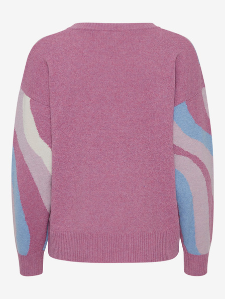 ICHI Rosa gemusterter Pullover für Damen ICHI
