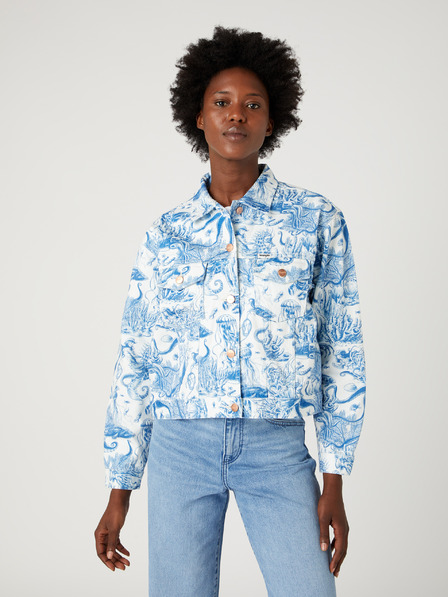 Wrangler Wrangler weiß-blau gemusterte Jeansjacke für Damen
