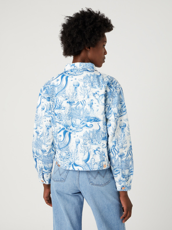 Wrangler Wrangler weiß-blau gemusterte Jeansjacke für Damen