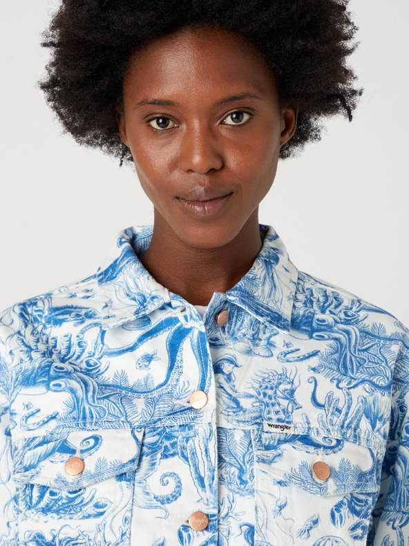 Wrangler Wrangler weiß-blau gemusterte Jeansjacke für Damen