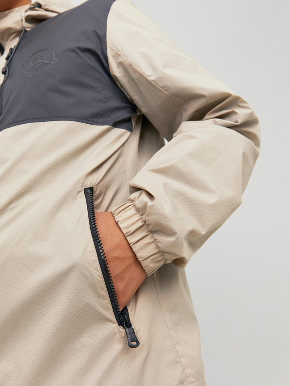 Jack & Jones Cremefarbene leichte Jack & Jones Filo Herren-Kapuzenjacke