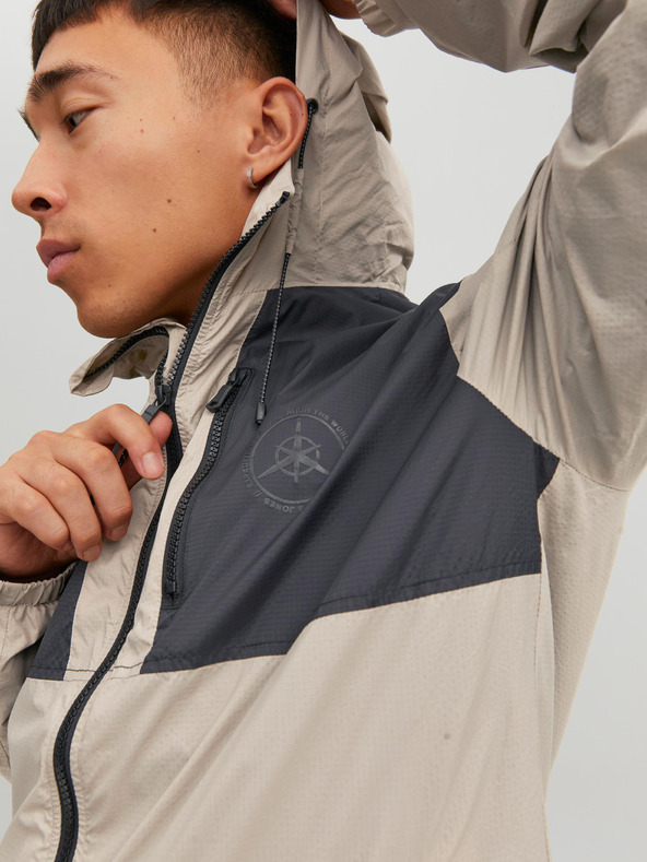 Jack & Jones Cremefarbene leichte Jack & Jones Filo Herren-Kapuzenjacke