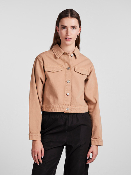 Pieces Hellbraune Damen-Denimjacke Pieces Tessie