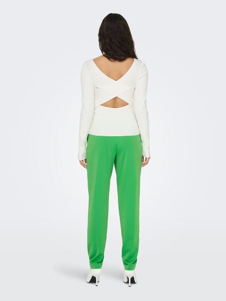ONLY Weißer Pullover mit Schlitz auf der Rückseite NUR Emmy