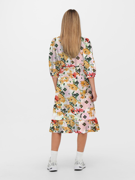 ONLY Cremefarbener gemusterter Damen-Wickelmidi ONLY Olivia