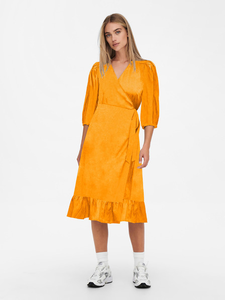 ONLY Orangefarbener Wickel-Midi aus Satin ONLY Olivia