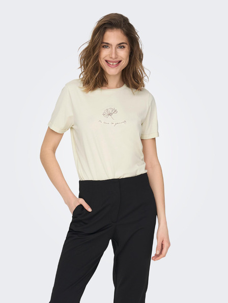 Jacqueline de Yong Cremefarbenes T-Shirt JDY Amy