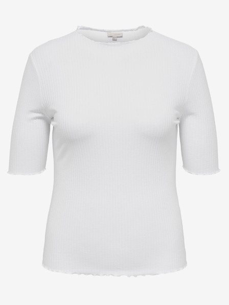 ONLY CARMAKOMA Weißes geripptes Damen-Shirt ONLY CARMAKOMA Ally