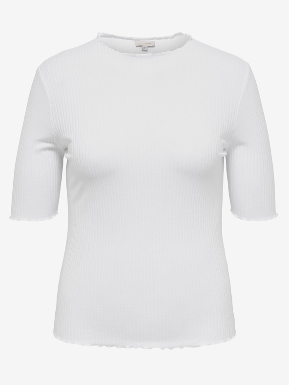 ONLY CARMAKOMA Weißes geripptes Damen-Shirt ONLY CARMAKOMA Ally
