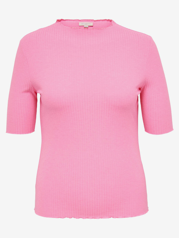 ONLY CARMAKOMA Rosa Geripptes Damen-T-Shirt ONLY CARMAKOMA Ally
