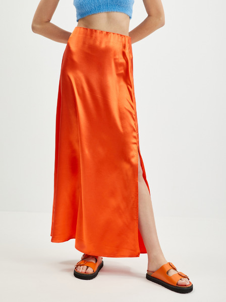 Vila Orangefarbener Satin-Maxirock für Damen VILA Ella
