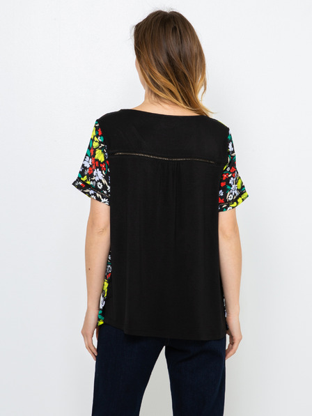CAMAIEU Gelbes und schwarzes T-Shirt mit Blumenmuster CAMAIEU