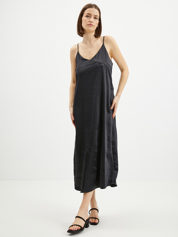 ONLY Schwarzes Midikleid aus Satin für Damen ONLY Cosmo